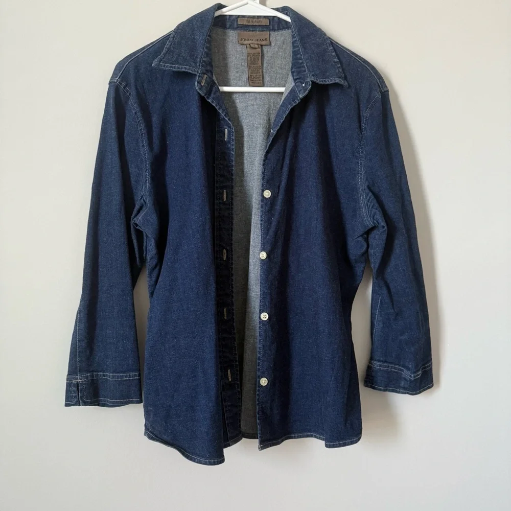 Jones Jeans Button Down Women’s Denim Collared Western Cowgirl Shirt